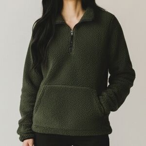 Forest Green‎ Sherpa Quarter Zip Jacket